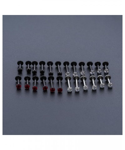 20G 18G 16G Threadless Push in Lip Ring Stainless Steel 3mm Clear CZ Stud Top 6mm 8mm 10mm Labret Tragus Nose Cartilage Daith...