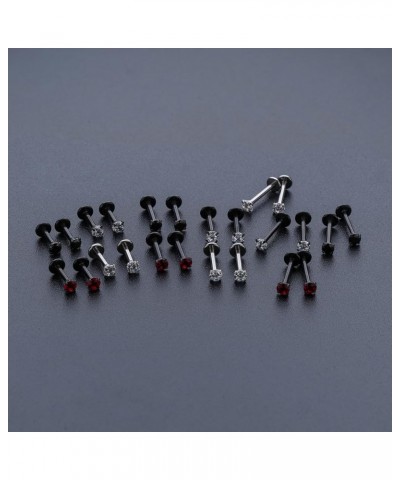 20G 18G 16G Threadless Push in Lip Ring Stainless Steel 3mm Clear CZ Stud Top 6mm 8mm 10mm Labret Tragus Nose Cartilage Daith...