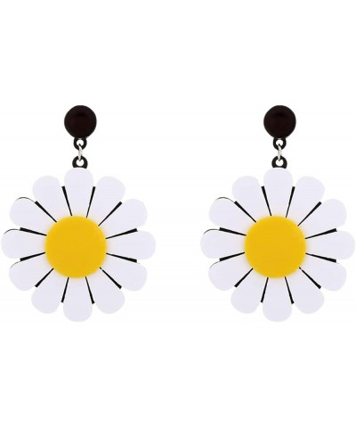 Bohemian Daisy Earrings Daisy Flower Earrings for Women Girl Acrylic Yellow Flower Daisy Dangle Earring Wild Lily Petals Hawa...