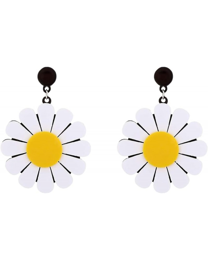 Bohemian Daisy Earrings Daisy Flower Earrings for Women Girl Acrylic Yellow Flower Daisy Dangle Earring Wild Lily Petals Hawa...