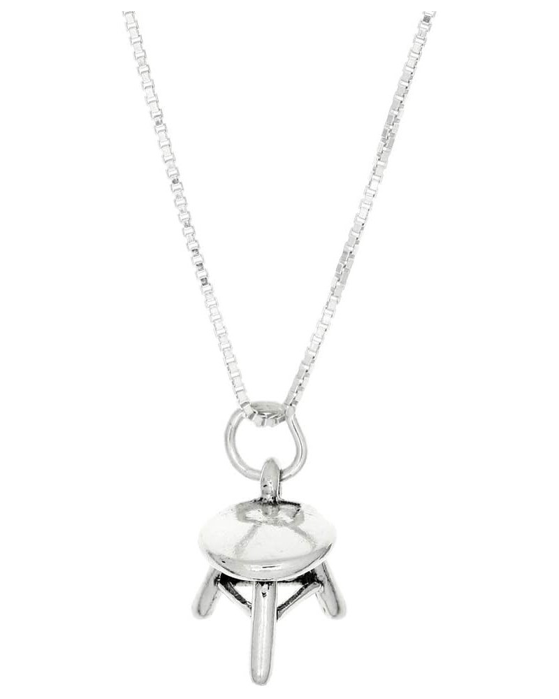 Sterling Silver Three Dimensional Three Legged Stool Charm Necklace -with Options 30.0 Inches $19.80 Necklaces