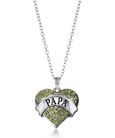 Silver Pave Heart Charm 18 Inch Necklace with Cubic Zirconia Jewelry Papa Green $11.99 Necklaces