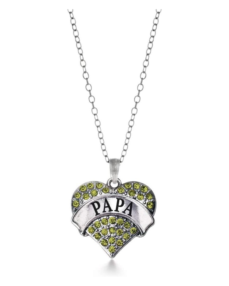 Silver Pave Heart Charm 18 Inch Necklace with Cubic Zirconia Jewelry Papa Green $11.99 Necklaces