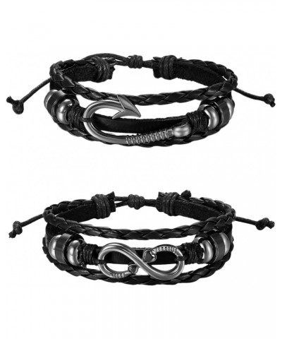 2pcs Mens Womens Stainless Steel Cubic Zirconia Infinity Charm Fish Hook Link Bracelet,Size Adjustable $10.43 Bracelets