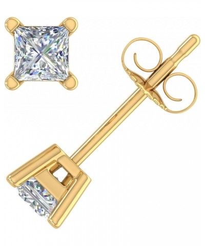 1/10 to 1/2 Carat Princess Cut Diamond Stud Earrings in 14K Gold (I1-I2 Clarity) Yellow Gold 0.5 carats $48.60 Earrings