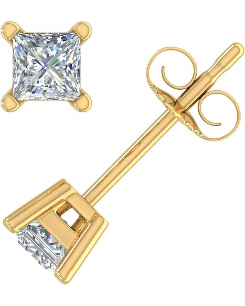 1/10 to 1/2 Carat Princess Cut Diamond Stud Earrings in 14K Gold (I1-I2 Clarity) Yellow Gold 0.5 carats $48.60 Earrings