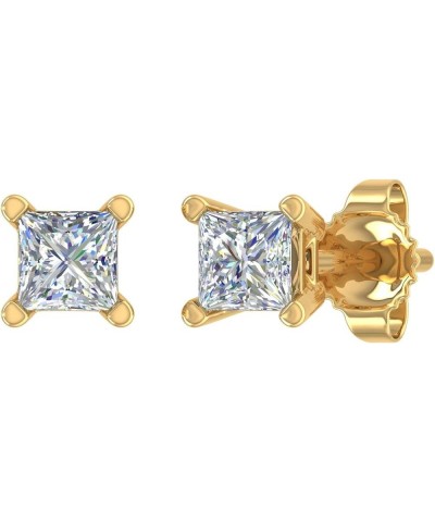 1/10 to 1/2 Carat Princess Cut Diamond Stud Earrings in 14K Gold (I1-I2 Clarity) Yellow Gold 0.5 carats $48.60 Earrings