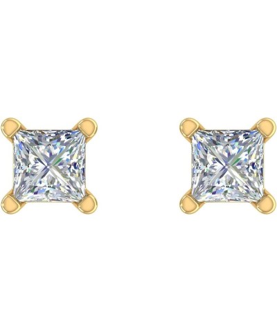 1/10 to 1/2 Carat Princess Cut Diamond Stud Earrings in 14K Gold (I1-I2 Clarity) Yellow Gold 0.5 carats $48.60 Earrings