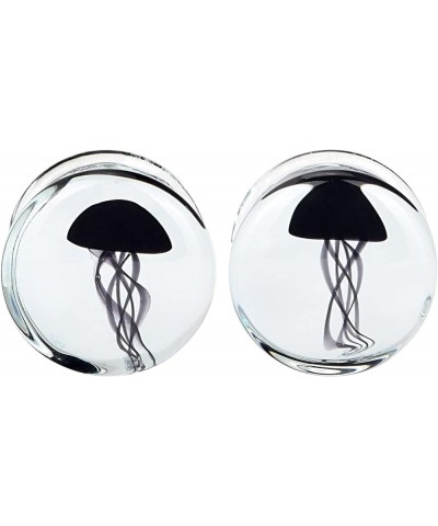 One Pair / 3 Pairs Glass Plugs Double Flare Saddle Jellyfish Ear Plugs Kit Gauge 0G-5/8 inch black, 9/16"(14mm) $8.69 Body Je...