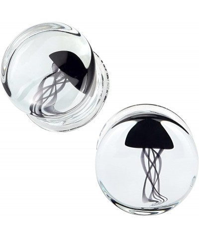 One Pair / 3 Pairs Glass Plugs Double Flare Saddle Jellyfish Ear Plugs Kit Gauge 0G-5/8 inch black, 9/16"(14mm) $8.69 Body Je...