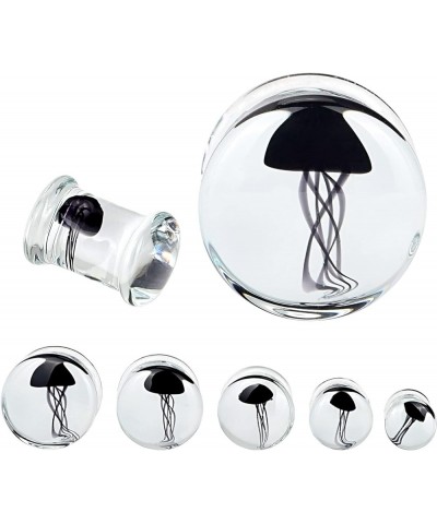 One Pair / 3 Pairs Glass Plugs Double Flare Saddle Jellyfish Ear Plugs Kit Gauge 0G-5/8 inch black, 9/16"(14mm) $8.69 Body Je...