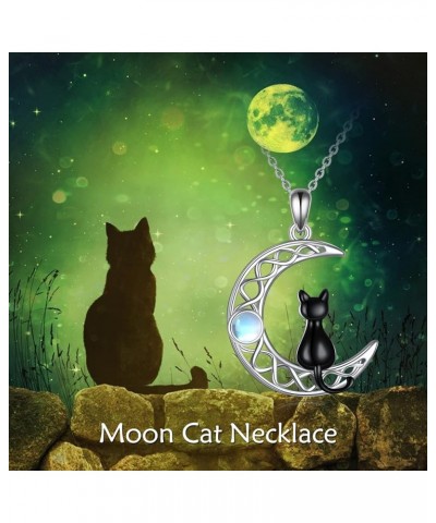 Black Cat Moonstone Necklace for Women Sterling Silver Moon Black Cat Irish Jewelry moonstone 1 $16.80 Necklaces