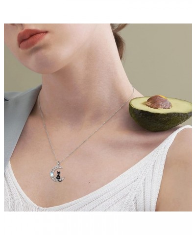 Black Cat Moonstone Necklace for Women Sterling Silver Moon Black Cat Irish Jewelry moonstone 1 $16.80 Necklaces