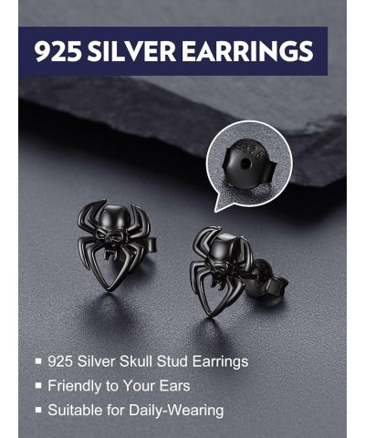 925 Sterling Silver Skull Stud Earrings Hoop Earrings for Women Men Punk Gothic Halloween Skull Skeleton Earring Studs Hoops ...