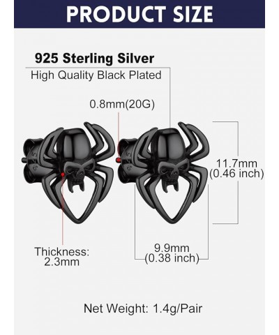 925 Sterling Silver Skull Stud Earrings Hoop Earrings for Women Men Punk Gothic Halloween Skull Skeleton Earring Studs Hoops ...