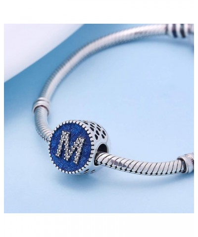 Solid 925 Sterling Silver Letter Beads Complete A~Z Gift Options Alphabet Charm Fit Pandora European Bracelets Letter M $10.8...