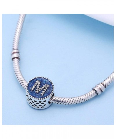 Solid 925 Sterling Silver Letter Beads Complete A~Z Gift Options Alphabet Charm Fit Pandora European Bracelets Letter M $10.8...