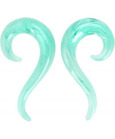 2pcs Multicolor 8G-00G Glass Teardrop Spiral Ear Gauges Twist Hanger Stretchers Piercing Jewelry Teal Green $9.67 Body Jewelry