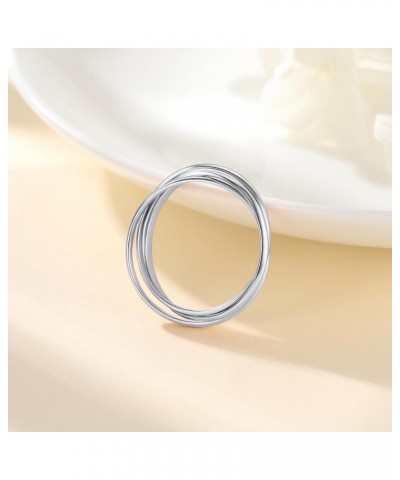 Interlocked Rolling Rings, Sterling Silver Rings for Women Simple Fidget Ring Plain Stardust Band Rings Stacking Ring for Wom...