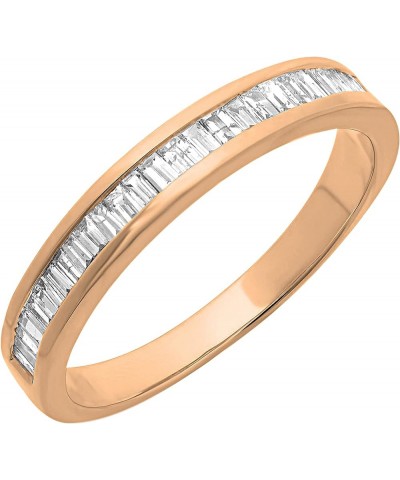 0.13 Carat (ctw) Baguette Cut White Diamond Ladies Stackable Anniversary Wedding Band, 10K Gold Ring Size 6 in 10K Rose Gold ...