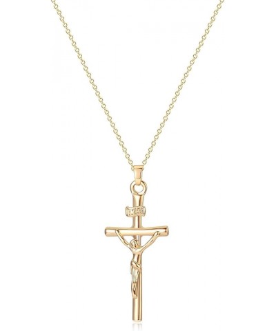 Cross Necklace Faith Pendant 14K Plated Dainty Chain Minimalist Simple Tiny God Lords Prayer Religious Jewelry Gift Jesus Cro...