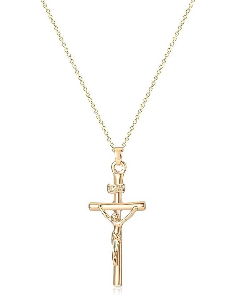 Cross Necklace Faith Pendant 14K Plated Dainty Chain Minimalist Simple Tiny God Lords Prayer Religious Jewelry Gift Jesus Cro...