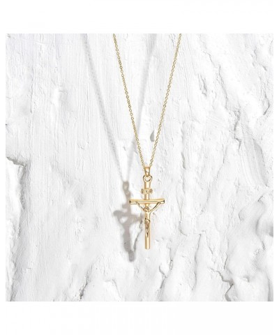 Cross Necklace Faith Pendant 14K Plated Dainty Chain Minimalist Simple Tiny God Lords Prayer Religious Jewelry Gift Jesus Cro...