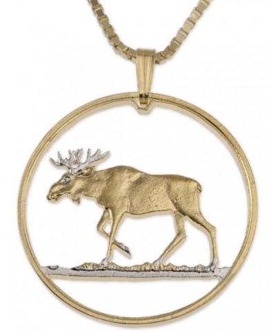 Moose Pendant & Necklace, Poland 100 Zlotych Coin Hand Cut $33.60 Necklaces