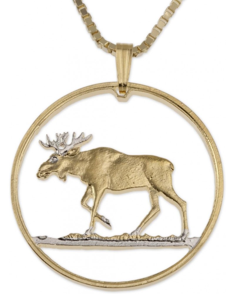 Moose Pendant & Necklace, Poland 100 Zlotych Coin Hand Cut $33.60 Necklaces