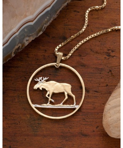 Moose Pendant & Necklace, Poland 100 Zlotych Coin Hand Cut $33.60 Necklaces