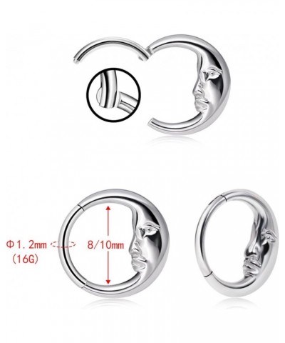 Nose Ring Lip Rings Septum-Clicker:8G 10G 12G14G 16G 18G 20G Dia.6mm 8mm 10mm 12mm 14mm 16mm Hinged Nose Piercing Hoop Ring S...