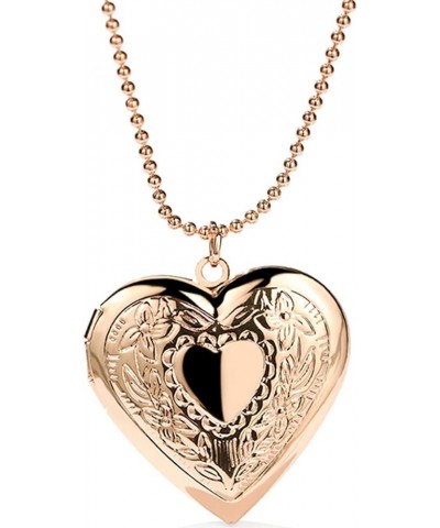 Stainless Steel Heart Shape Locket Album Style Birthday Holiday Wedding Statement Party Pendant Necklace Rose Gold $6.95 Neck...