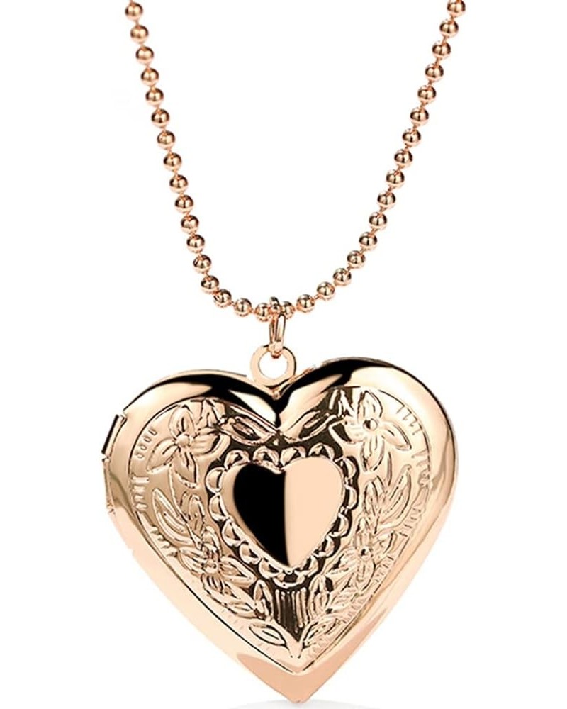 Stainless Steel Heart Shape Locket Album Style Birthday Holiday Wedding Statement Party Pendant Necklace Rose Gold $6.95 Neck...