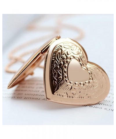 Stainless Steel Heart Shape Locket Album Style Birthday Holiday Wedding Statement Party Pendant Necklace Rose Gold $6.95 Neck...