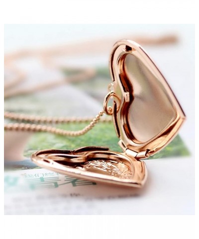 Stainless Steel Heart Shape Locket Album Style Birthday Holiday Wedding Statement Party Pendant Necklace Rose Gold $6.95 Neck...