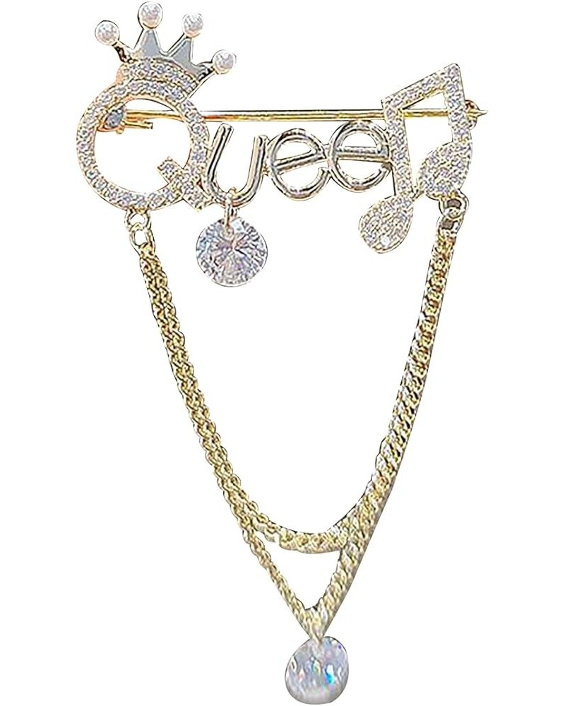 Queen Crown Brooch Pins Shiny Crystal Crown Brooch Pin Rhinestone Queen Letter Brooches Pin Fashion Elegant Crown Shape Princ...