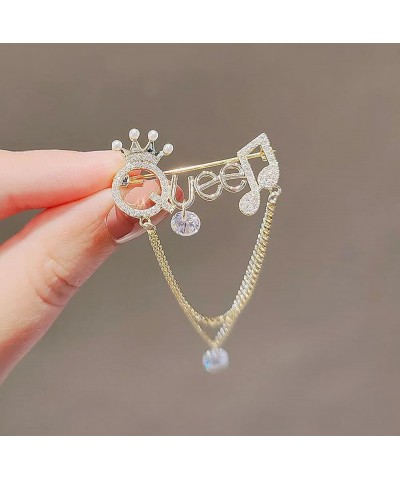 Queen Crown Brooch Pins Shiny Crystal Crown Brooch Pin Rhinestone Queen Letter Brooches Pin Fashion Elegant Crown Shape Princ...