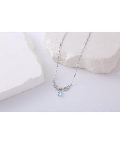 925 Sterling Silver Angle Wings/Princess-style/Ocean Necklace Starfish Shell Pendant Moonstone Jewelry Gift for Women Girls C...