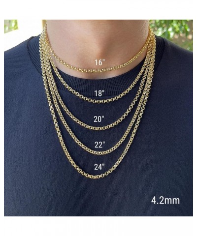 14K Yellow Real Gold Rolo Chain 1.9mm 2.5mm 2.8mm 3.75mm 4.2mm 5.2mm Diamond Cut Trendy Round Link Chain Pendant Necklace For...