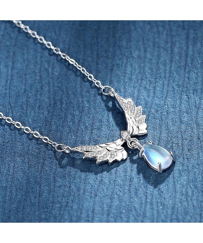 925 Sterling Silver Angle Wings/Princess-style/Ocean Necklace Starfish Shell Pendant Moonstone Jewelry Gift for Women Girls C...