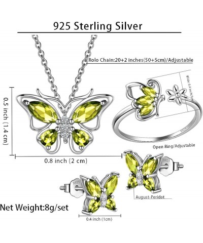 925 Sterling Silver Birthstone Butterfly Jewelry Women Crystal Animal Cute Butterflies Birthday Necklace/Earring/Ring/Bracele...