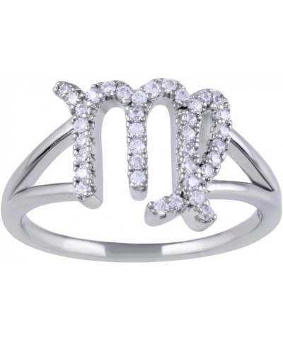 CLOSEOUT WAREHOUSE Clear Cubic Zirconia Aquarius Sign Ring 925 Sterling Silver Virgo $9.89 Rings