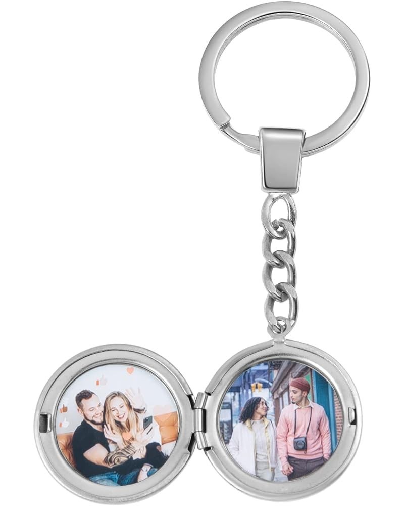 Couple Keychains Custom Stainless Steel Keychain Locket Keychain That Holds Pictures for Lovers Couples Style 2-silver $11.54...