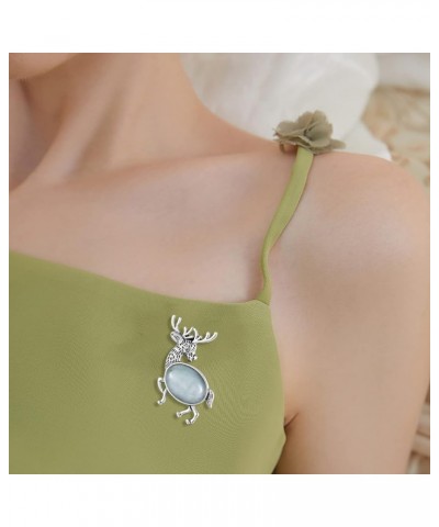 Gemstone Deer Necklace Stainless Steel Deer Pendant Christmas Elk Necklace Jewelry Gift for Women Girls Green Aventurine $12....