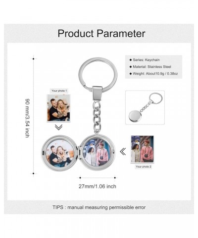 Couple Keychains Custom Stainless Steel Keychain Locket Keychain That Holds Pictures for Lovers Couples Style 2-silver $11.54...