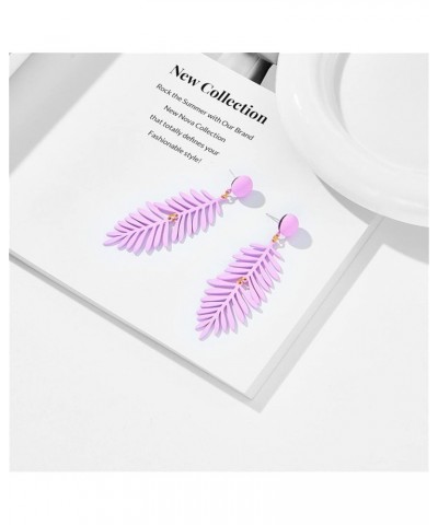 2Pairs Tropical Palm Leaf Drop Dangle Earring Set Bohemian Love Heart Candy Color Tassel Plant Statement Earring for Women Gi...