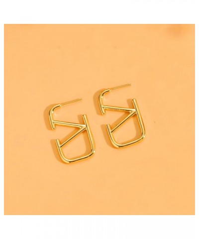 18k Luxurious Gold Geometric Earrings Retro French Earrings Women's High-End Light Luxury Temperament Earrings Girls Birthday...