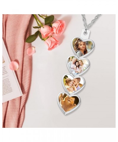 Personalized Heart Photo Necklace with Names Customized Engraved Picture Necklace Memorial Family Necklace Gift for Women Mom...