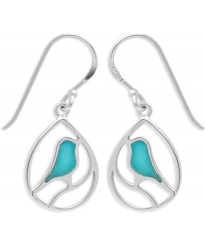 Jewelry Sterling Silver Bird Teardrop Inlay Earrings Turquoise $27.13 Earrings