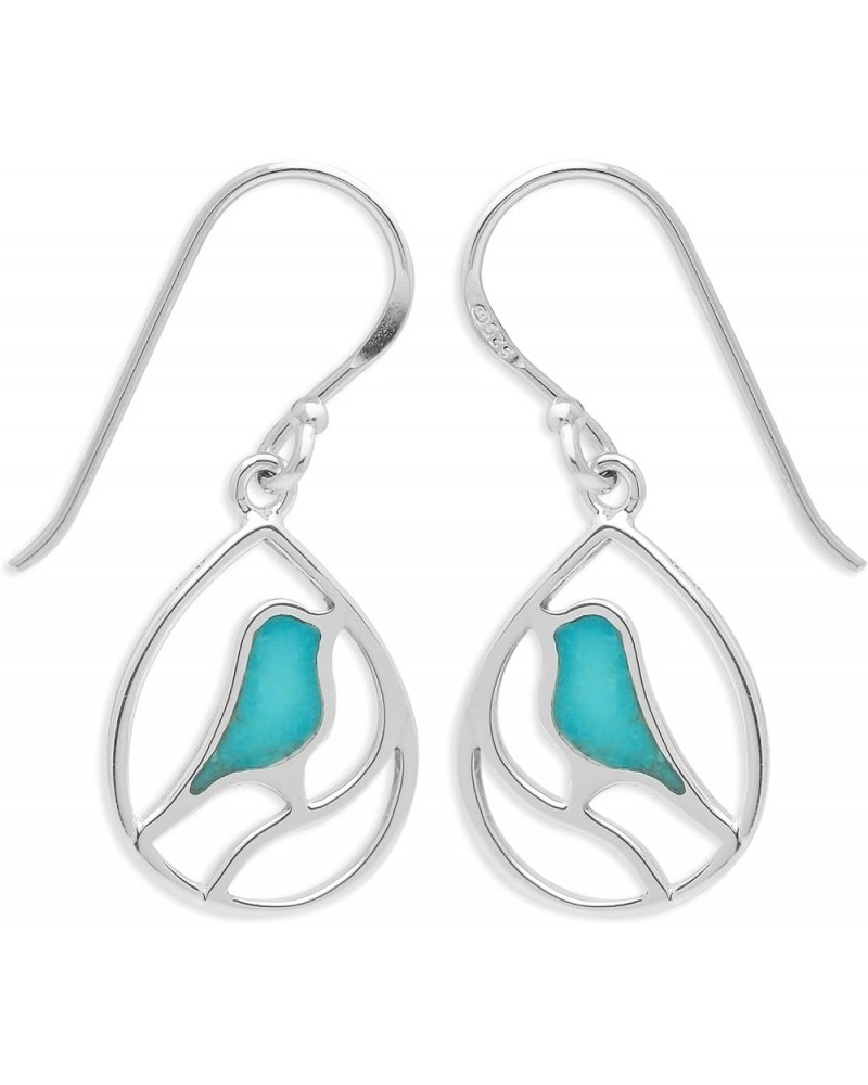 Jewelry Sterling Silver Bird Teardrop Inlay Earrings Turquoise $27.13 Earrings